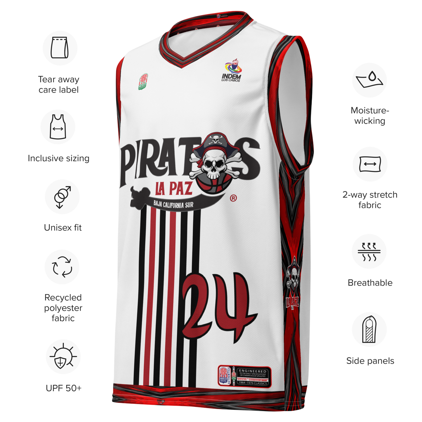 The La Paz Piratas Basketball Team's White Home Jersey