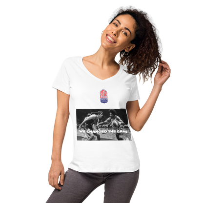 ABA RETRO CLASSIC ERA - ABA Women’s fitted v-neck t-shirt